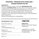 Vingummi med hvid chokolade, passionsfrugt og mango. Snack pack - Box the original