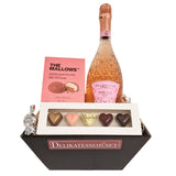 Gavekurv - med rosé bobler og fyldte chokolader