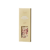 Chokoladeplade med hvid chokolade, lakrids og bær.