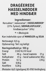 Hasselnødder m. hvid chokolade og hindbær, Flowpack - Elmelund